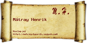 Mátray Henrik névjegykártya
